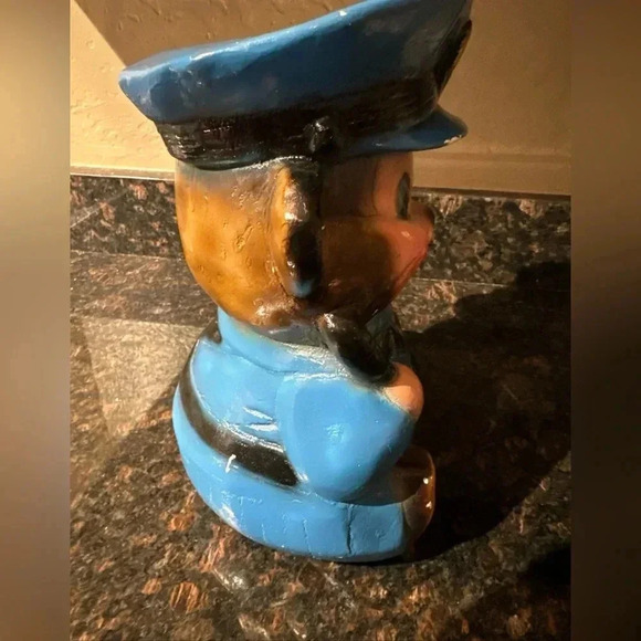 VINTAGE Ceramic Police Bear Coin Piggy Bank 60’s 70’s Collectible Nursery Decor - Picture 8 of 16